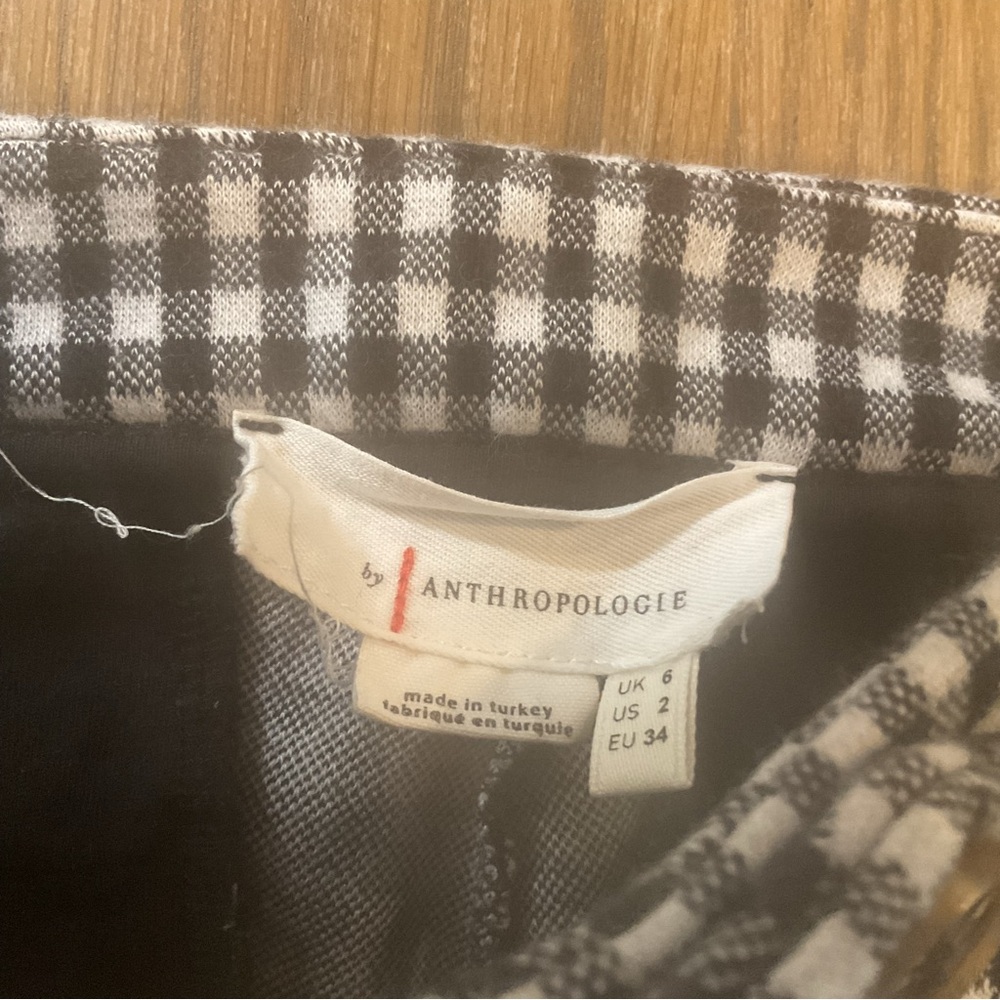 Anthropologie Black & White Gingham Capri Pedal Pusher Pants - Picture 7 of 16